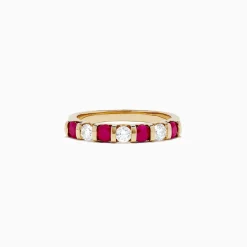 Rings|BH Multi Ruby Royale 14K Yellow Gold Ruby and Diamond Band, 0.82 TCW