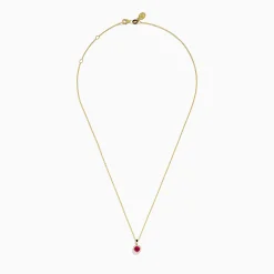 Necklaces & Pendants|Effy Jewelry Ruby Royale 14K Yellow Gold Round Diamond Halo Ruby Pendant, 0.49 TCW