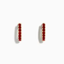 Earrings|Effy Jewelry Ruby Royale 14k Yellow Gold Ruby Huggie Earrings