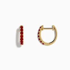 Earrings|Effy Jewelry Ruby Royale 14k Yellow Gold Ruby Huggie Earrings