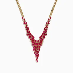 Necklaces & Pendants|Effy Jewelry Ruby Royale 14K Yellow Gold V Shape Ruby Statement Necklace, 9.87 TCW