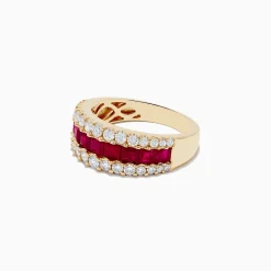 Rings|Effy Jewelry Ruby Royale 14K Yellow Gold Princess Cut Ruby u0026 Diamond Band