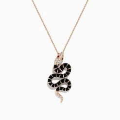 Necklaces & Pendants|Effy Jewelry Safari 14K Rose Gold Diamond, Ruby, and Enamel Snake Pendant