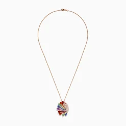 Necklaces & Pendants|Effy Jewelry Safari 14K Rose Gold Multi Sapphire and Diamond Peacock Pendant