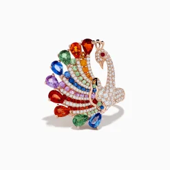 Rings|Effy Jewelry Safari 14K Rose Gold Multi Sapphire Peacock Ring