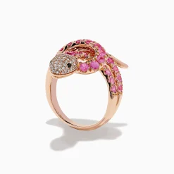 Rings|Effy Jewelry Safari 14K Rose Gold Multi Diamond and Pink Sapphire Snake Ring
