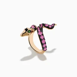 Rings|Effy Jewelry Safari 14K Rose Gold Pink Sapphire and Tsavorite Snake Ring