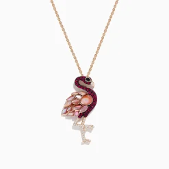 Necklaces & Pendants|Effy Jewelry Safari 14K Rose Gold Ruby and Diamond Flamingo Pendant