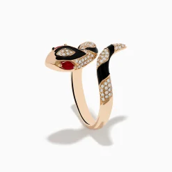 Rings|Effy Jewelry Safari 14K Rose Gold Ruby and Diamond with Black Enamel Snake Ring