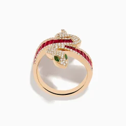 Rings|Effy Jewelry Safari 14K Rose Gold Ruby Diamond and Tsavorite Snake Ring