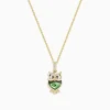 Necklaces & Pendants|BH Multi Safari 14K Yellow Gold Abalone and Diamond Owl Pendant
