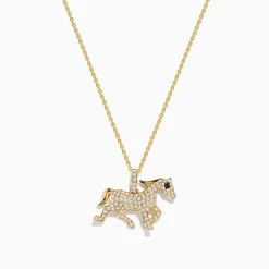 Necklaces & Pendants|Effy Jewelry Safari 14K Yellow Gold and Diamond Horse Pendant