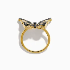 Rings|Effy Jewelry Safari 14K Yellow Gold Black u0026 White Diamond Butterfly Ring