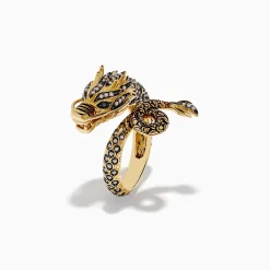 Rings|Effy Jewelry Safari 14K Yellow Gold Brown Diamond Dragon Ring