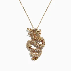 Necklaces & Pendants|Effy Jewelry Safari 14K Yellow Gold Diamond Dragon Pendant, 0.59 TCW
