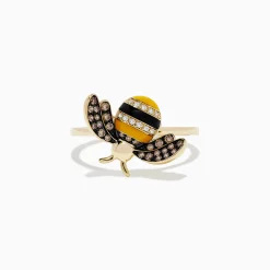 Rings|BH Multi Safari 14K Yellow Gold Diamond and Enamel Bee Ring