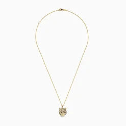 Necklaces & Pendants|Effy Jewelry Safari 14K Yellow Gold Diamond and Emerald Tiger Pendant
