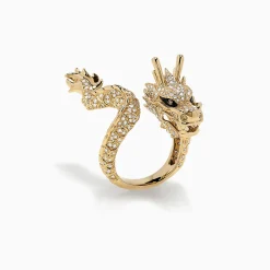 Rings|Effy Jewelry Safari 14K Yellow Gold Diamond Dragon Ring, 1.08 TCW