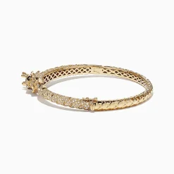 Bracelets|Effy Jewelry Safari 14K Yellow Gold Diamond Dragon Bangle, 1.83 TCW