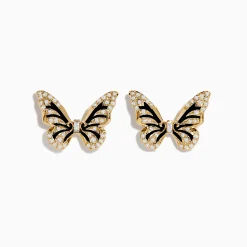 Earrings|Effy Jewelry Safari 14K Yellow Gold Diamond Butterfly Stud Earrings