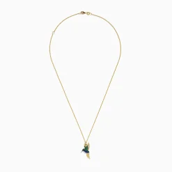 Necklaces & Pendants|Effy Jewelry Safari 14k Yellow Gold Emerald and Sapphire Humming Bird Pendant