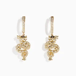 Earrings|BH Multi Safari 14K Yellow Gold Espresso and White Diamond Dragon Earrings