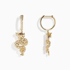 Earrings|BH Multi Safari 14K Yellow Gold Espresso and White Diamond Dragon Earrings