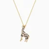 Necklaces & Pendants|Effy Jewelry Safari 14K Yellow Gold Espresso u0026 White Diamond Giraffe Pendant, 0.43 TCW