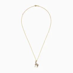 Necklaces & Pendants|Effy Jewelry Safari 14K Yellow Gold Espresso u0026 White Diamond Giraffe Pendant, 0.43 TCW
