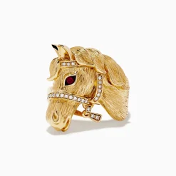 Rings|Effy Jewelry Safari 14k Yellow Gold Horse Diamond Ring