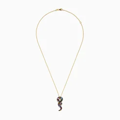 Necklaces & Pendants|Effy Jewelry Safari 14K Yellow Gold Multi Sapphire and Diamond Snake Pendant