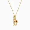 Necklaces & Pendants|Effy Jewelry Safari 14K Yellow Gold Multi Sapphire and Diamond Giraffe Pendant