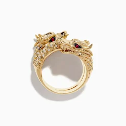 Rings|Effy Jewelry Safari 14K Yellow Gold Ruby and Diamond Dragon Wrap Ring