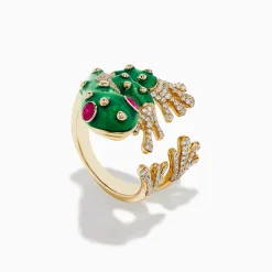 Rings|Effy Jewelry Safari 14K Yellow Gold Ruby and Diamond Frog Ring