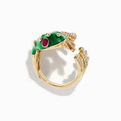 Rings|Effy Jewelry Safari 14K Yellow Gold Ruby and Diamond Frog Ring