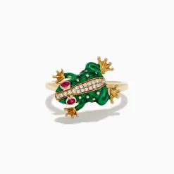 Rings|Effy Jewelry Safari 14K Yellow Gold Ruby and Diamond Frog Ring