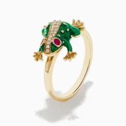 Rings|Effy Jewelry Safari 14K Yellow Gold Ruby and Diamond Frog Ring