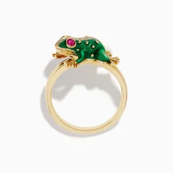 Rings|Effy Jewelry Safari 14K Yellow Gold Ruby and Diamond Frog Ring
