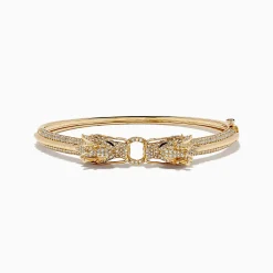 Bracelets|Effy Jewelry Safari 14K Yellow Gold Ruby and Diamond Dragon Bangle