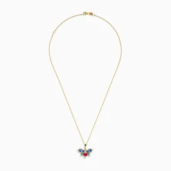 Necklaces & Pendants|Effy Jewelry Safari 14K Yellow Gold Sapphire, Emerald, Ruby and Diamond Dragon Fly Pendant