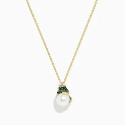 Necklaces & Pendants|BH Multi Safari 14K Yellow Gold Tsavorite, Diamond and Pearl Frog Pendant