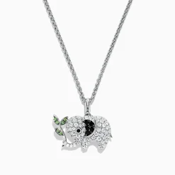 Necklaces & Pendants|Effy Jewelry Safari Sterling Silver Multi Sapphire and Tsavorite Elephant Pendant, 2.20 TCW