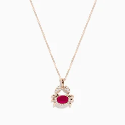 Necklaces & Pendants|BH Multi Seaside 14K Rose Gold Ruby and Diamond Crab Pendant
