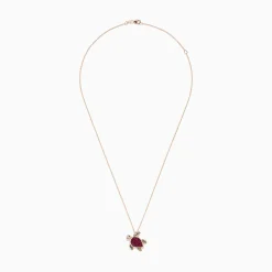 Necklaces & Pendants|BH Multi Seaside 14K Rose Gold Ruby and Diamond Turtle Pendant