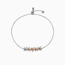 Bracelets|Effy Jewelry Seaside 14K Tri Color Gold Diamond Starfish Bracelet, 0.28 TCW