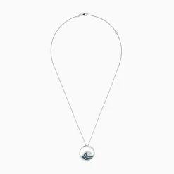 Necklaces & Pendants|Effy Jewelry Seaside 14K White Gold Blue and White Diamond Wave Pendant