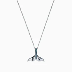 Necklaces & Pendants|Effy Jewelry Seaside 14K White Gold Blue Diamond Whale's Tail Pendant, 0.05 TCW