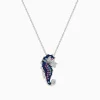 Necklaces & Pendants|Effy Jewelry Seaside 14K White Gold Diamond and Multi Stone Seahorse Pendant