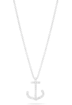 Necklaces & Pendants|Effy Jewelry Seaside 14K White Gold Diamond Anchor Pendant, 0.09 TCW