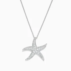 Necklaces & Pendants|Effy Jewelry Seaside 14K White Gold Diamond Starfish Pendant, 0.55 TCW